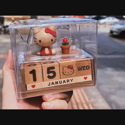 Calendrier Perpétuel Hello Kitty en bois créatif