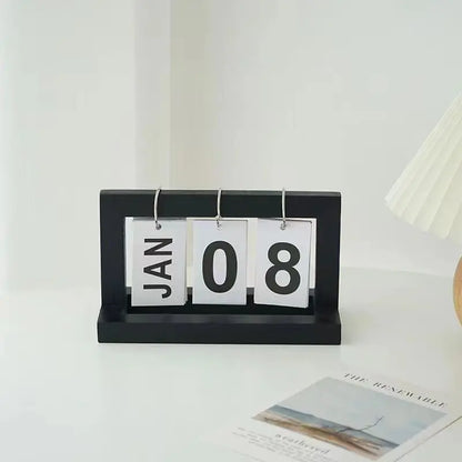 Calendrier perpétuel en bois, décoration de bureau élégante