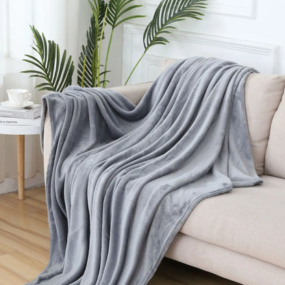 Plaid Doux Gris en Polaire pour Canapé et Lit