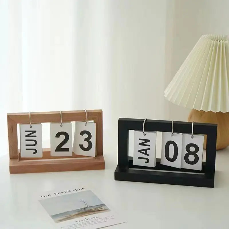 Calendrier perpétuel en bois, décoration de bureau élégante