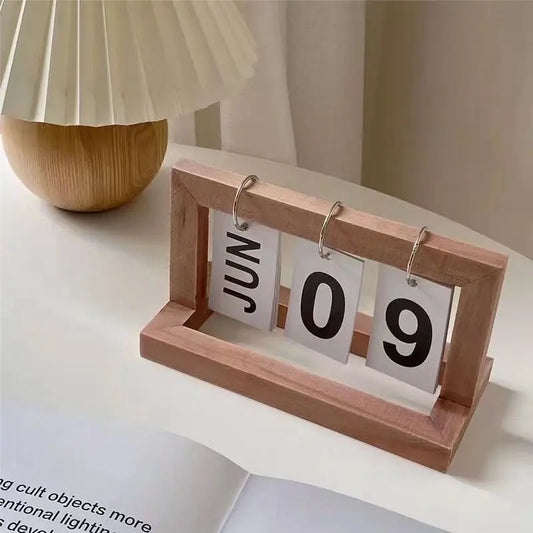 Calendrier perpétuel en bois, décoration de bureau élégante