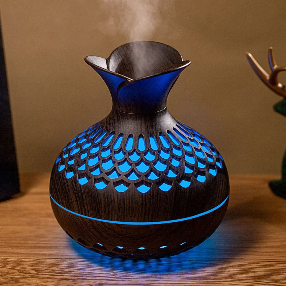 300ML Wood Aroma Diffuser, Silent &amp; LED